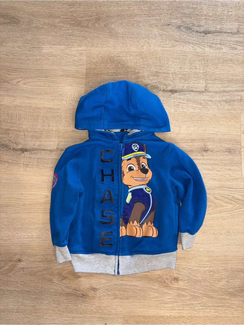 Paw Patrol Blue Chase Zip-Up Hoodie with Gray Trim